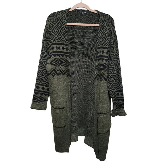 Kristine Women's L/XL Aztec Print Duster Cardigan with Pockets - Picture 1 of 5